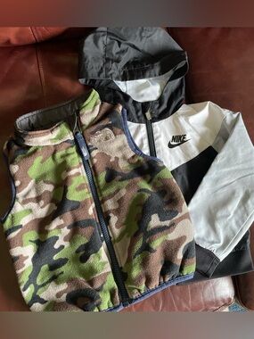 The North Face Kids Camo Reversible Vest & Nike Windbreaker bundle